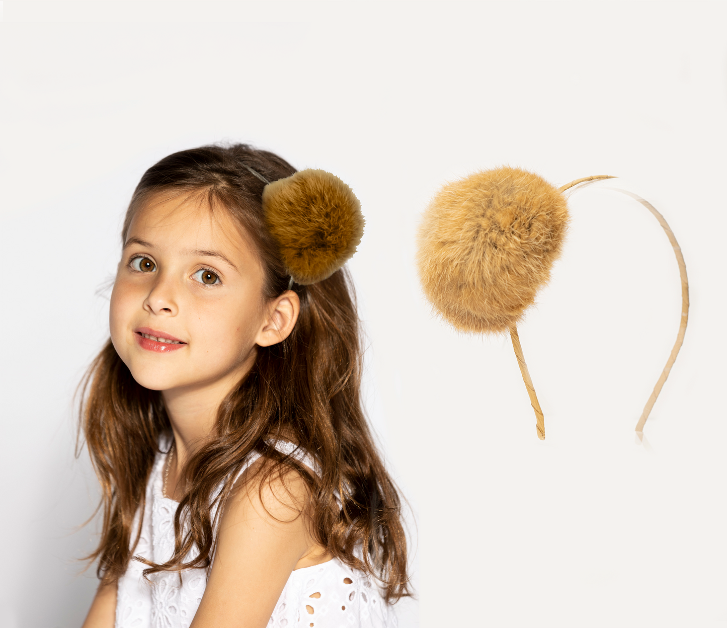 DIADEMA FUR POMPOM CHICO 🎀